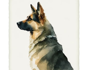 German Shepherd Watercolor Print Dog Painting German Wall Hanging Fine Art Dog Decor Shepherd Gift Pet Artwork