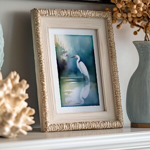 Egret Art Watercolor Print Great Egret Painting Audubon Bird Wall Hanging Fine Art Wildlife Decor Bird Lover Gift Egret Art Coastal Decor