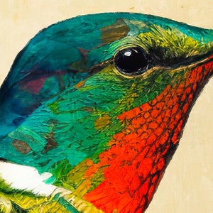 Hummingbird Art Painting Gallery Wrapped Canvas Print Extra Large Wall Art Decor In Flight Wildlife Print Spring Decor Contemporary