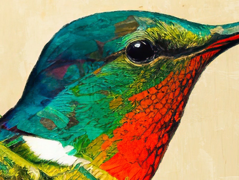 Hummingbird Art Painting Gallery Wrapped Canvas Print Extra Large Wall Art Decor In Flight Wildlife Print Spring Decor Contemporary