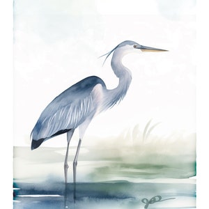Blue Heron Art Watercolor Print Great Blue Heron Painting Her Giclee Bird Wall Hanging Fine Art Wildlife Decor Bird Lover Gift Coastal Decor