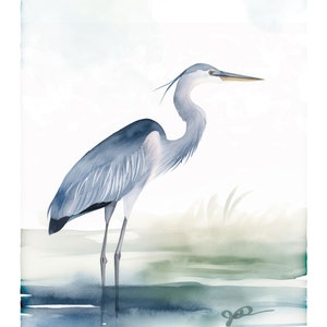 Blue Heron Art Watercolor Print Great Blue Heron Painting Her Giclee Bird Wall Hanging Fine Art Wildlife Decor Bird Lover Gift Coastal Decor