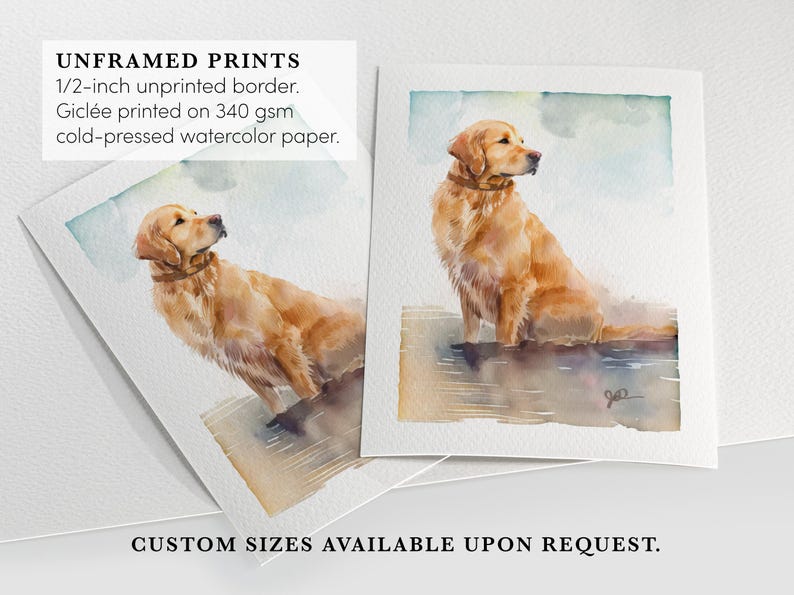 Golden Retriever Watercolor Print Dog Painting Golden Wall Hanging Fine ...