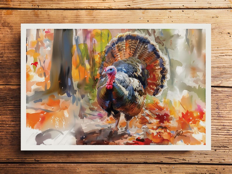 Wild Turkey Watercolor Art Print, Horizontal Version - Etsy