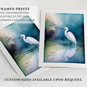 Egret Art Watercolor Print Great Egret Painting Audubon Bird Wall Hanging Fine Art Wildlife Decor Bird Lover Gift Egret Art Coastal Decor