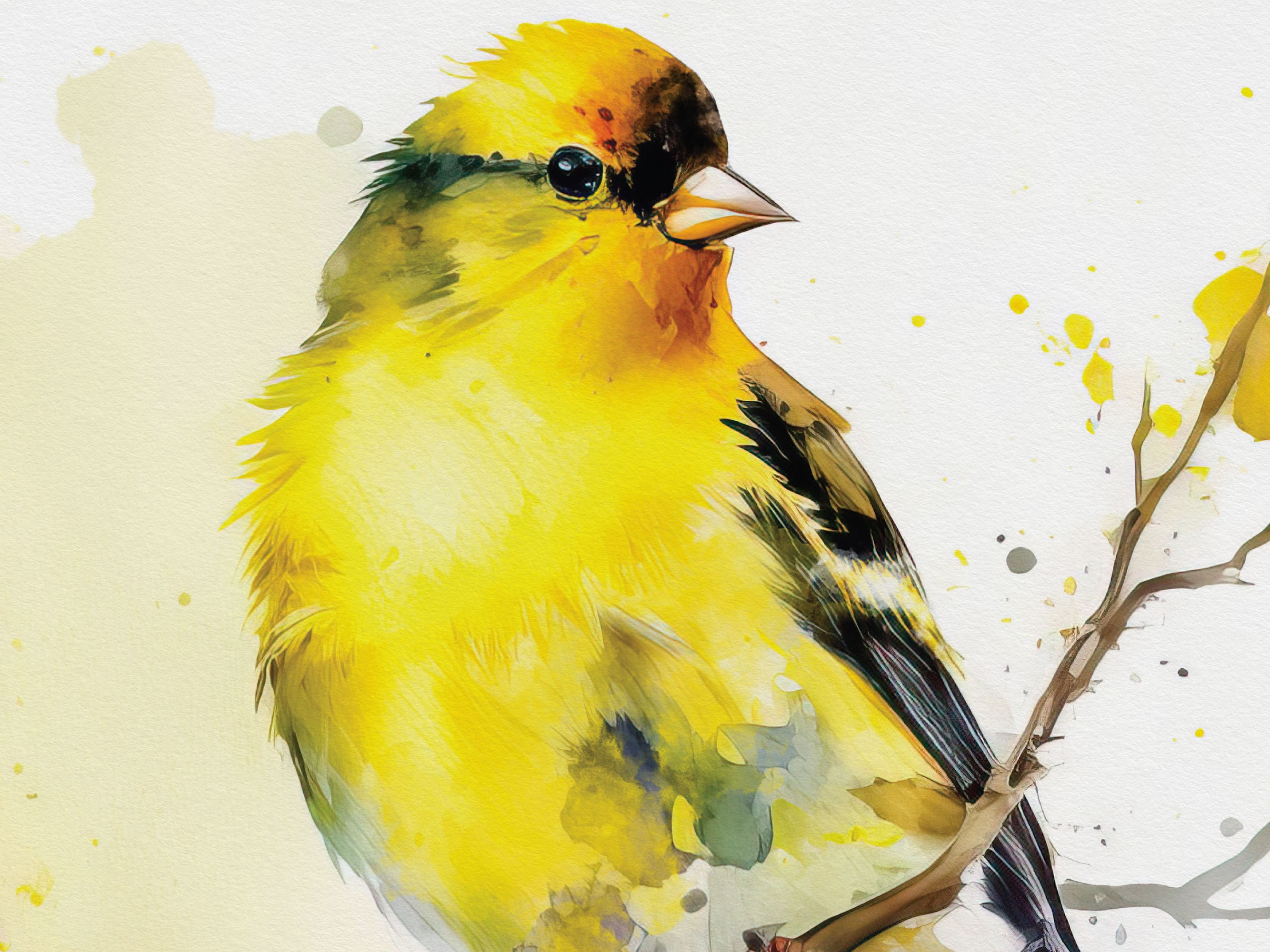 Goldfinch Watercolor Print Bird American Goldfinch Painting Audubon