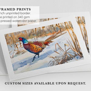 Pheasant Art, Pheasant Hunting Watercolor, Ring-Necked Pheasant Gift For Him, Cabin Lodge Wall Art Decor, Wildlife Painting Office Bedroom