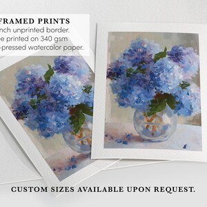 Impressionist blue hydrangeas art print with rich colors and expressive brushstrokes, ideal for Southern style homes and Lowcountry-inspired decor.