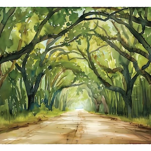 Edisto Island Watercolor, Lowcountry Wall Art, Charleston Print, Coastal Decor Gift, Botany Bay Plantation South Carolina, Live Oak Painting
