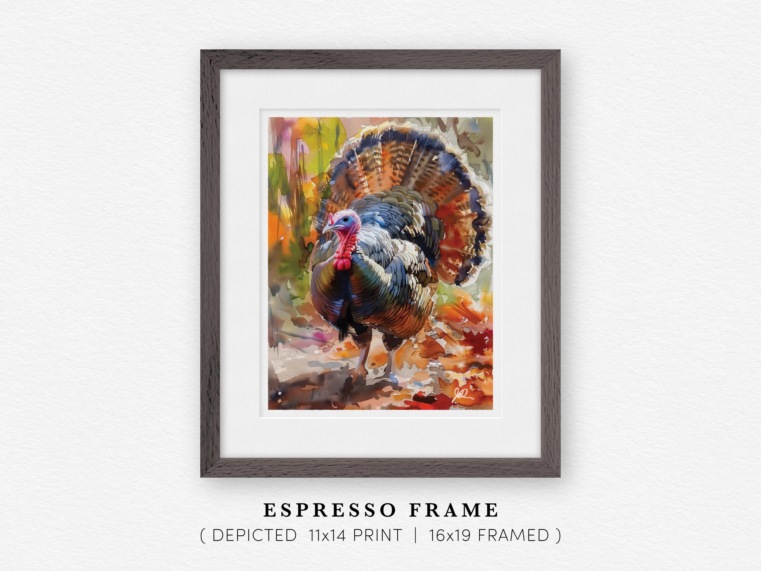 Wild Turkey Watercolor Art Print, Rustic Fall Wildlife Painting ...
