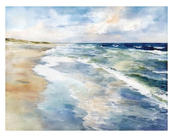 South Carolina Coastal Watercolor Print | Bulls Island Beach | Lowcountry Fine Art | Charleston Landscape