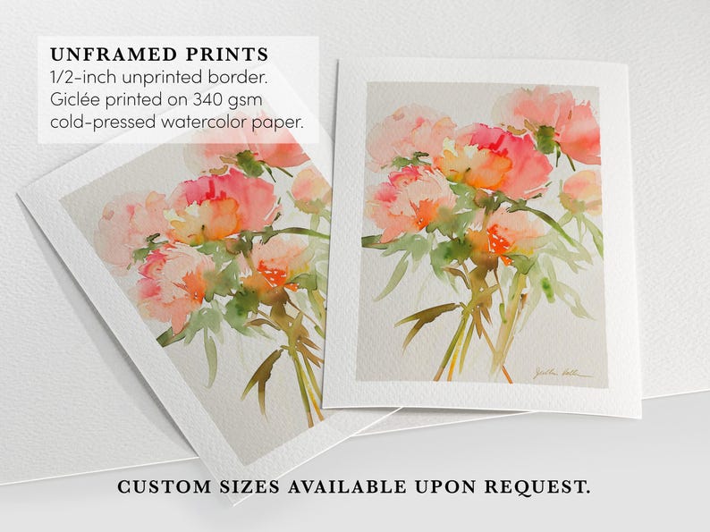 Peony Print, Floral Wall Art, Flower Decor, Botanical Watercolor Painting, Gift For Her, Pink Peonies Artwork, Garden Decor, Fine Art Giclee