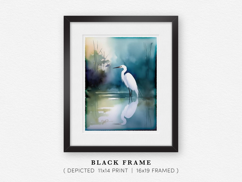 Egret Art Watercolor Print Great Egret Painting Audubon Bird Wall Hanging Fine Art Wildlife Decor Bird Lover Gift Egret Art Coastal Decor