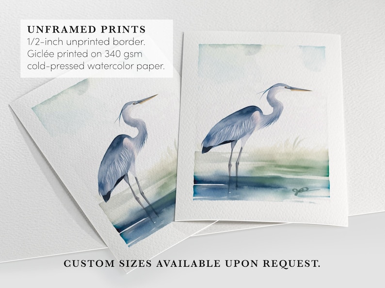 Blue Heron, Blue Heron Art, Blue Heron Print, Bird Decor, Bird Wall Art, Watercolor Bird Art, Bird Art, Coast Lake Marsh, Decor Bird Lover Gift