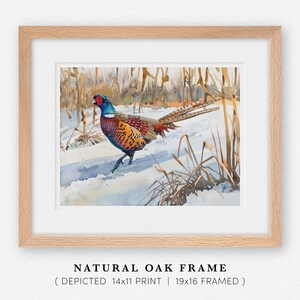 Pheasant Art, Pheasant Hunting Watercolor, Ring-Necked Pheasant Gift For Him, Cabin Lodge Wall Art Decor, Wildlife Painting Office Bedroom