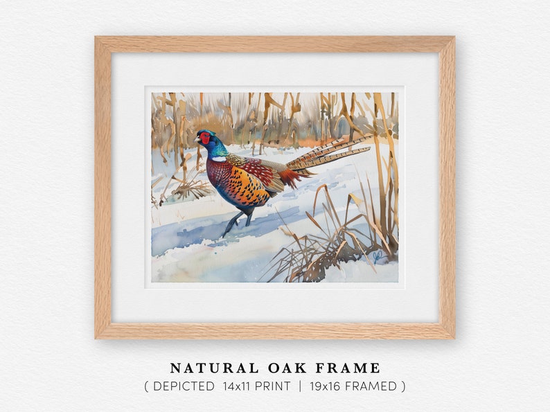 Pheasant Art, Pheasant Hunting Watercolor, Ring-Necked Pheasant Gift For Him, Cabin Lodge Wall Art Decor, Wildlife Painting Office Bedroom