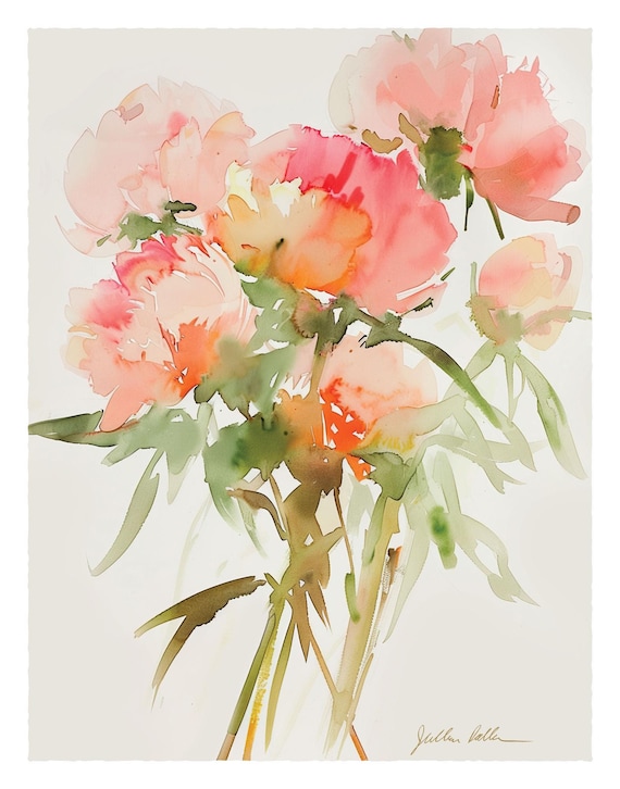 Peony Print, Floral Wall Art, Flower Decor, Botanical Watercolor Painting, Gift For Her, Pink Peonies Artwork, Garden Decor, Fine Art Giclee