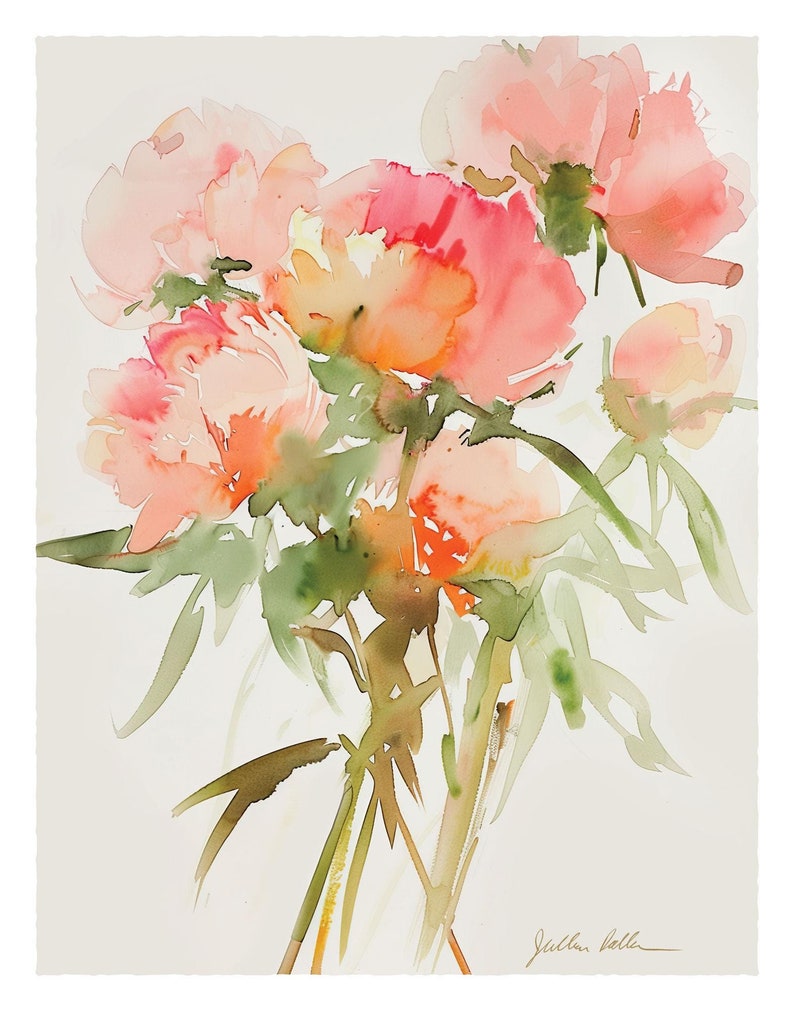 Peony Print, Floral Wall Art, Flower Decor, Botanical Watercolor Painting, Gift For Her, Pink Peonies Artwork, Garden Decor, Fine Art Giclee