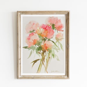 Peony Print, Floral Wall Art, Flower Decor, Botanical Watercolor Painting, Gift For Her, Pink Peonies Artwork, Garden Decor, Fine Art Giclee