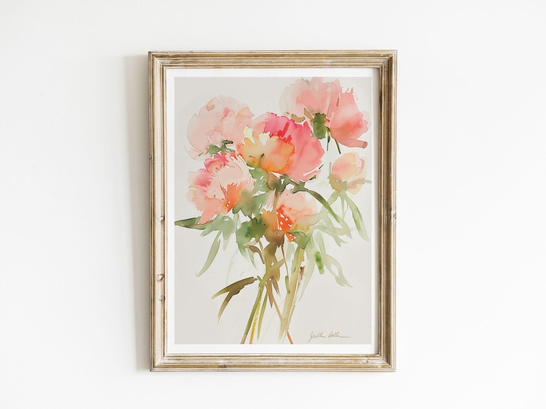 Peony Print, Floral Wall Art, Flower Decor, Botanical Watercolor Painting, Gift For Her, Pink Peonies Artwork, Garden Decor, Fine Art Giclee