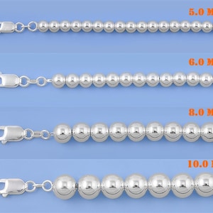 925 Sterling Silber Hohlperlen Kette, Silberperlen Kette, Sterling Silber Kette, Herren oder Damen Kette, Perlen Ball Halskette Made in Italy