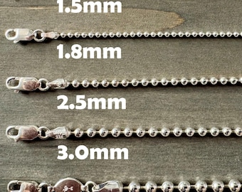 925 Sterling Silver Round Beads Chain, Silver Beads Chain, Sterling Silver Chain, Mens or Womens Chain, Beads Ball Necklace Made in Italy