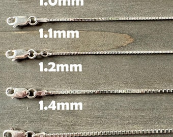 925 Sterling Silver Square Box Chain, Round Box Chain, Sterling Silver Chain, Mens or Womens Chain, Box Chain Necklace, Unisex Made in Italy