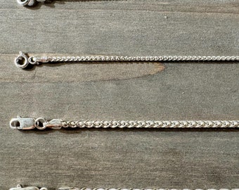 925 Sterling Silver Wheat Chain, Silver Spiga Chain, Sterling Silver Chain, Mens Womens Chain, Wheat Necklace, Made in Italy 1.0mm-3.4mm