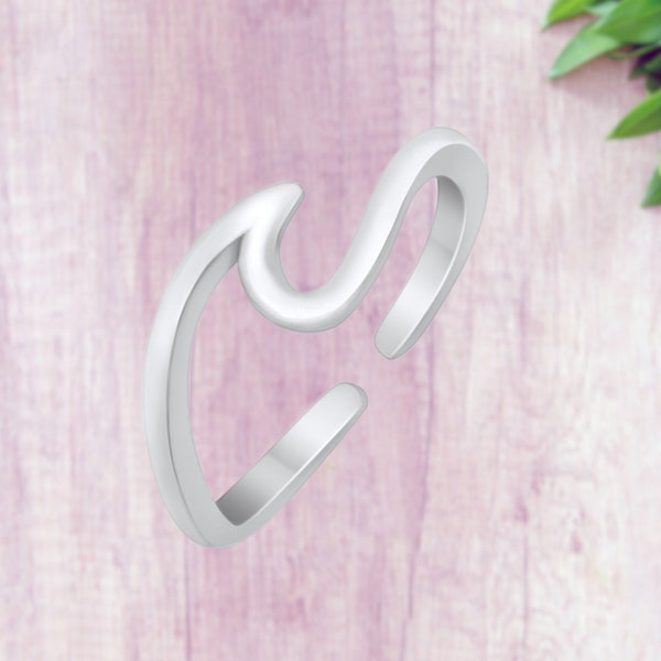 STERLING SILVER ANTIQUE WAVE Toe/Midi Ring main image 1