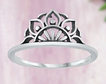 925 Sterling Silver Mandala Ring, Sterling Silver Ring, Mandala Ring, Stacking Ring, Stackable Ring, Mandala Spiritual Ring, Gift for her