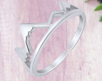 925 Sterling Zilver 7mm bergen teenring, zilveren ring, Midi teenring, Pinky ring, verstelbare ring, minimalistische teenring