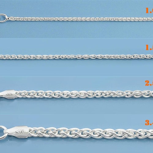 925 Sterling Silver Wheat Chain Silver Spiga Chain Sterling Etsy