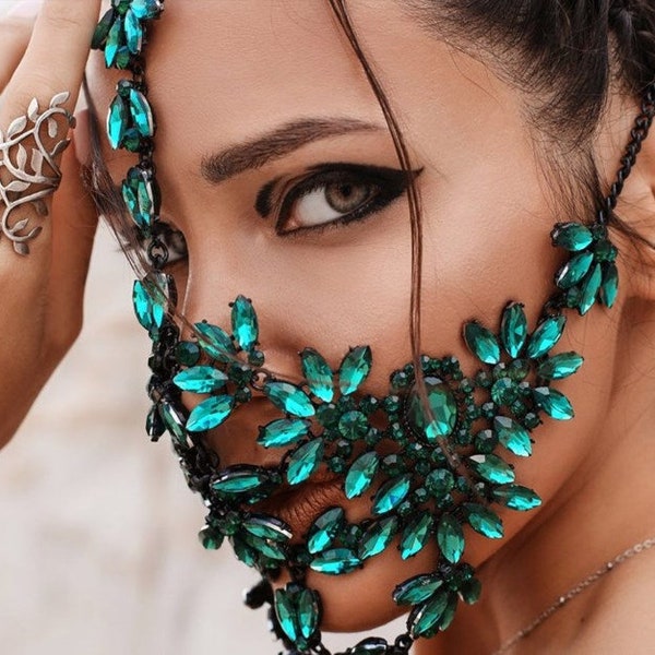 Rhinestone Masks Handmade Etsy