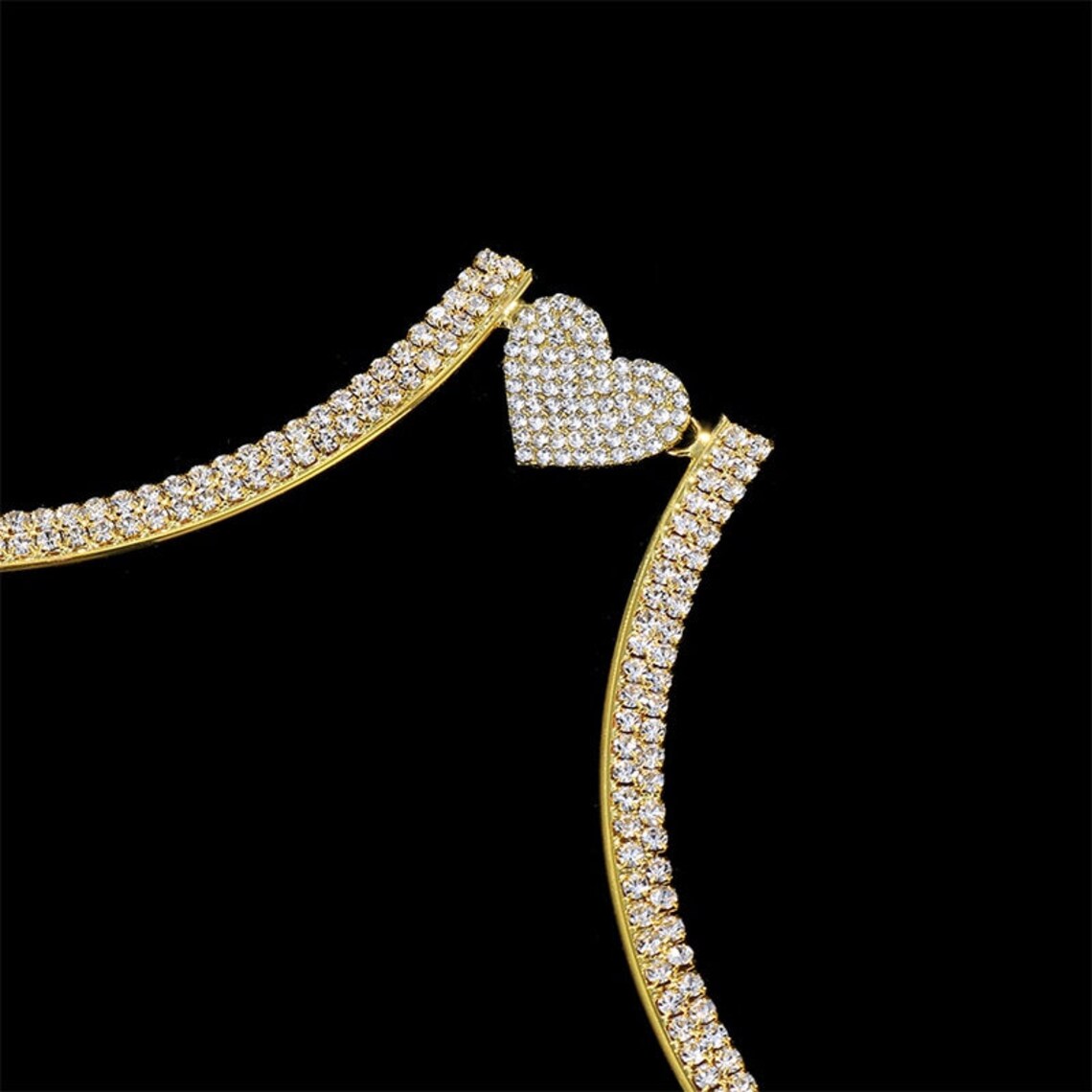 Heart Rhinestone Chest Bracket Body Jewelry Bra Chain for Etsy