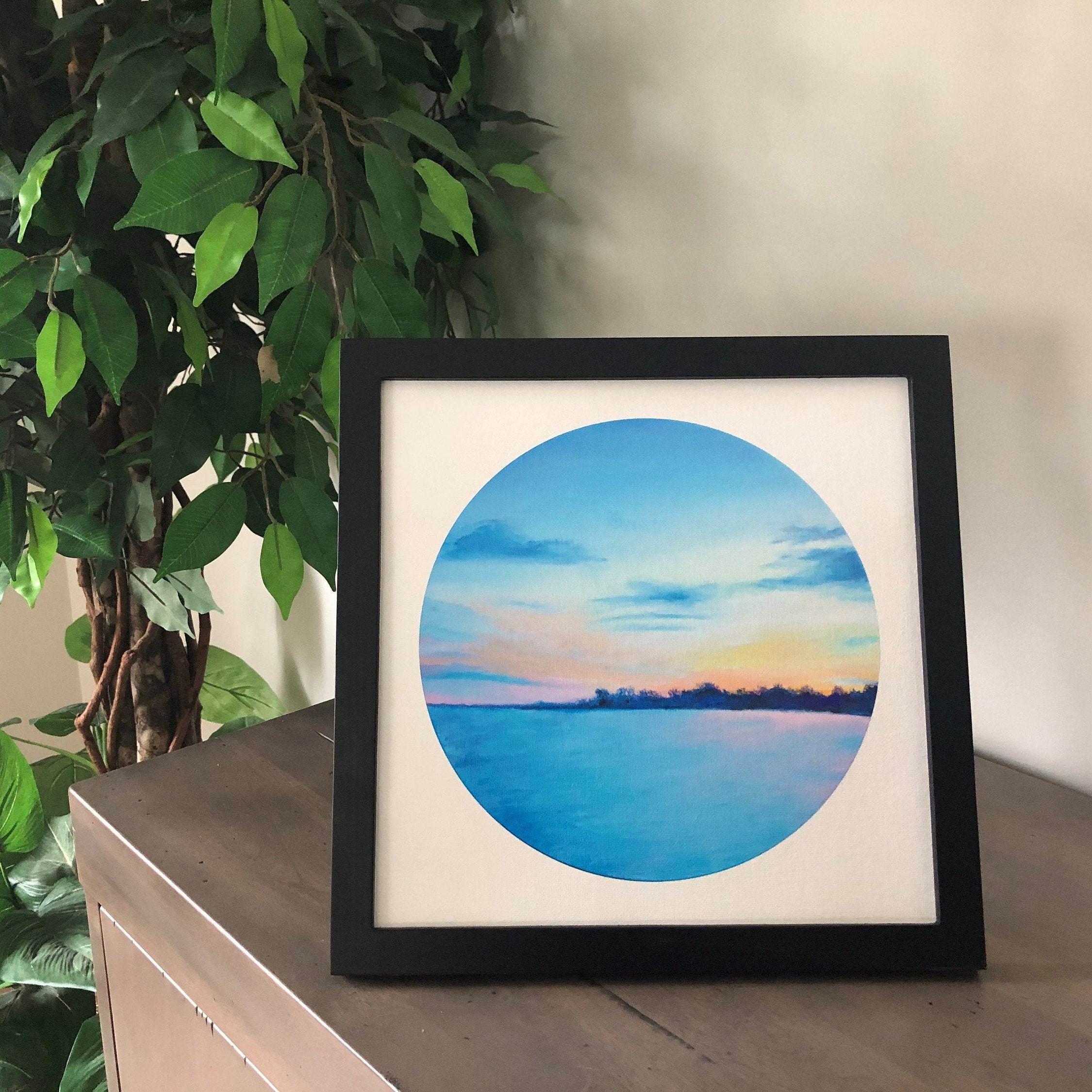 FRAMED ART PRINT circular painting print on canvas paper Etsy