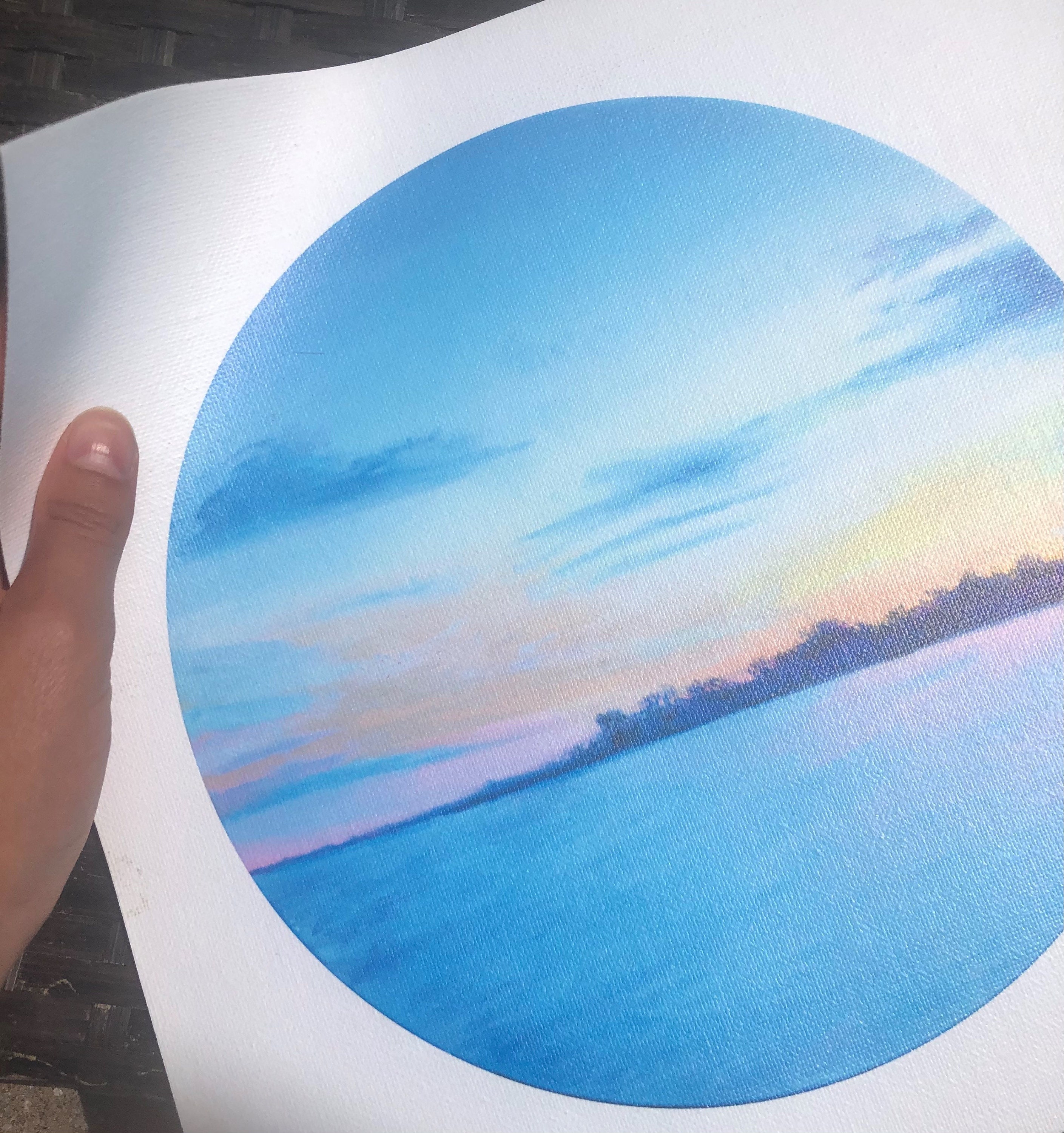 FRAMED ART PRINT circular painting print on canvas paper Etsy