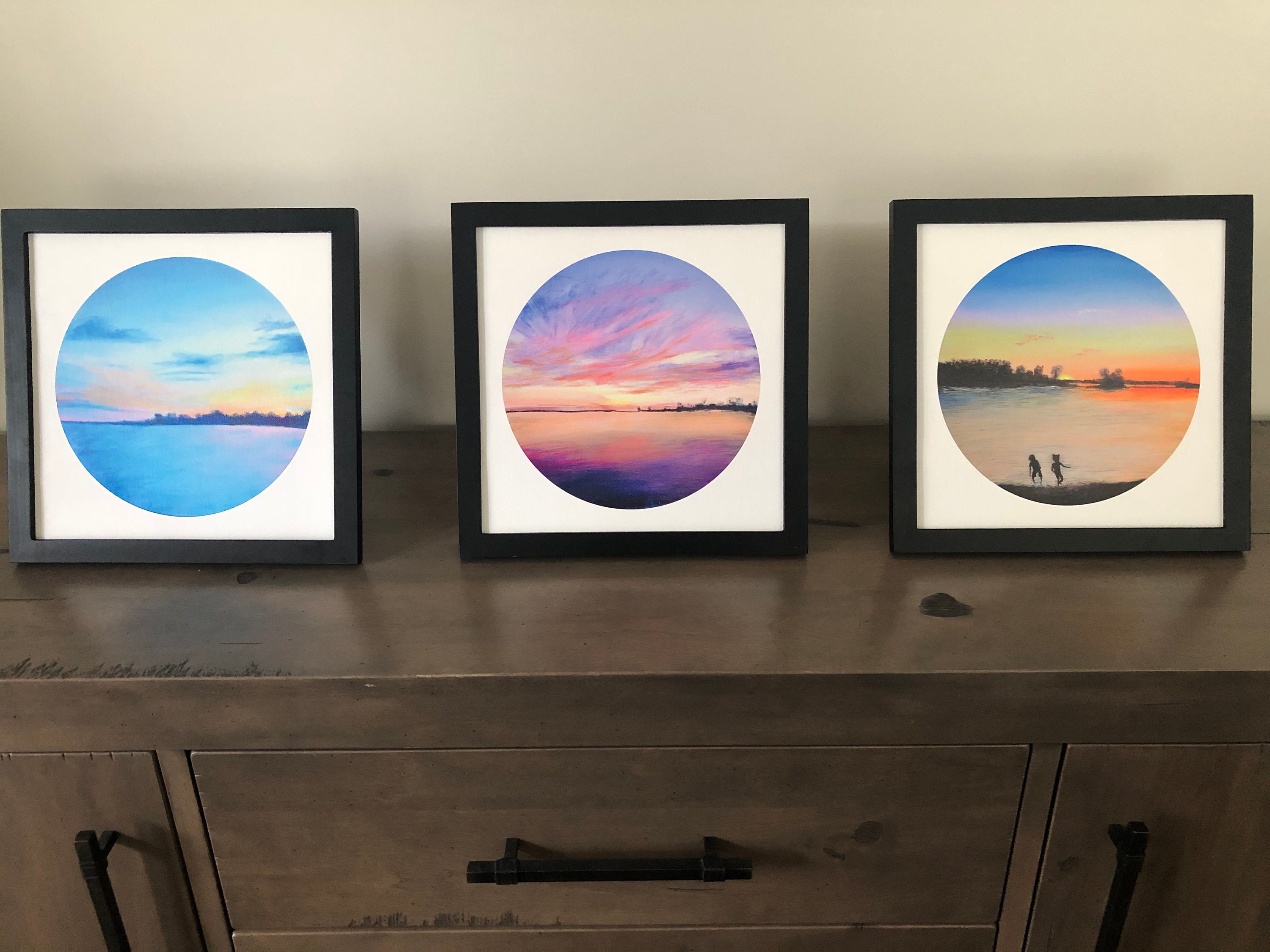 FRAMED ART PRINT circular painting print on canvas paper Etsy
