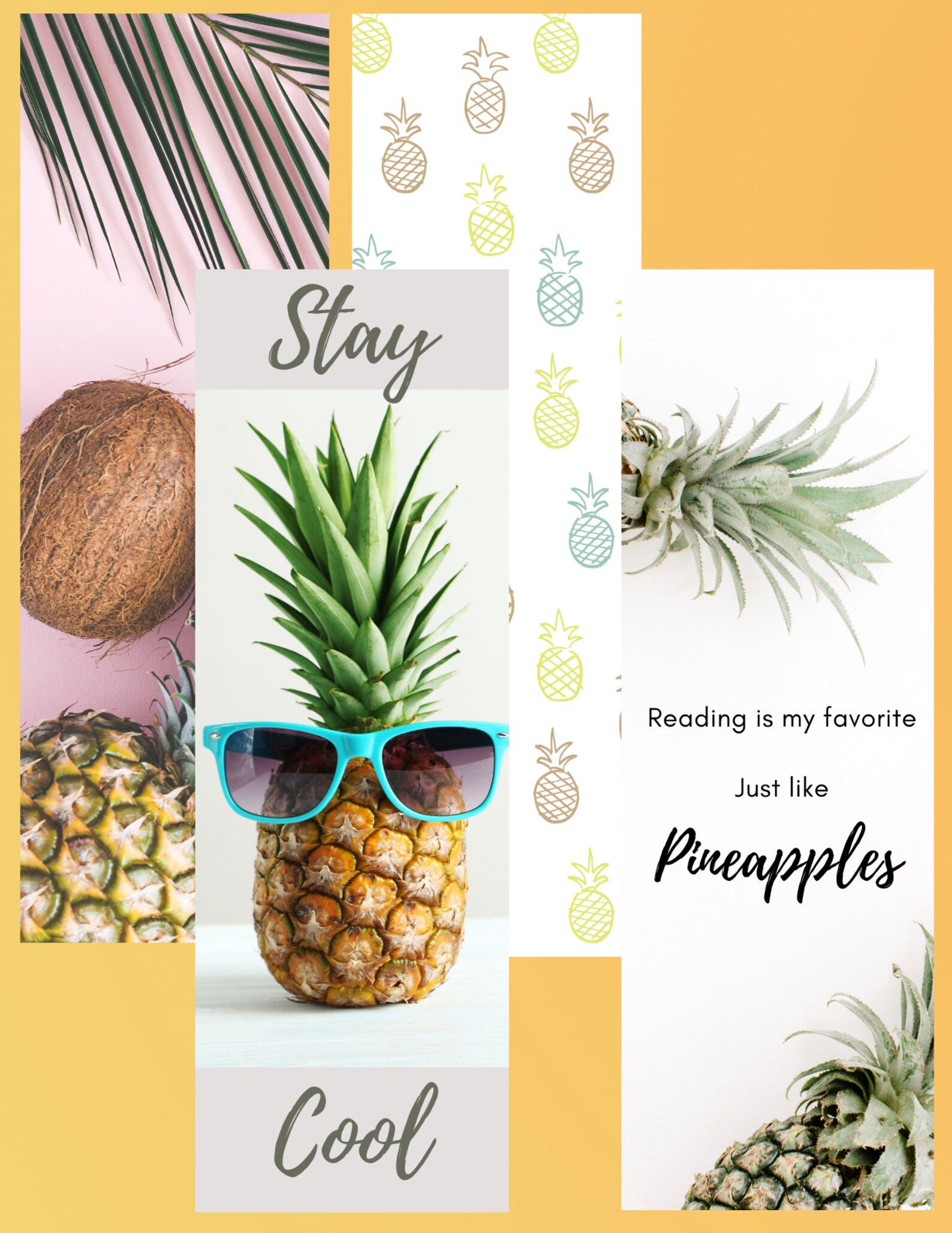 Pineapple Printable Bookmarks - Etsy