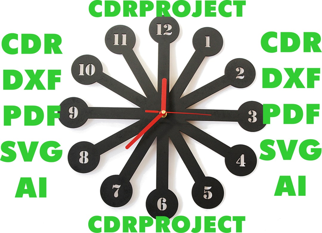Wall CLOCK, DXF File, Laser Cut, Cdr, Wall Clock Svg, Decorative Wall