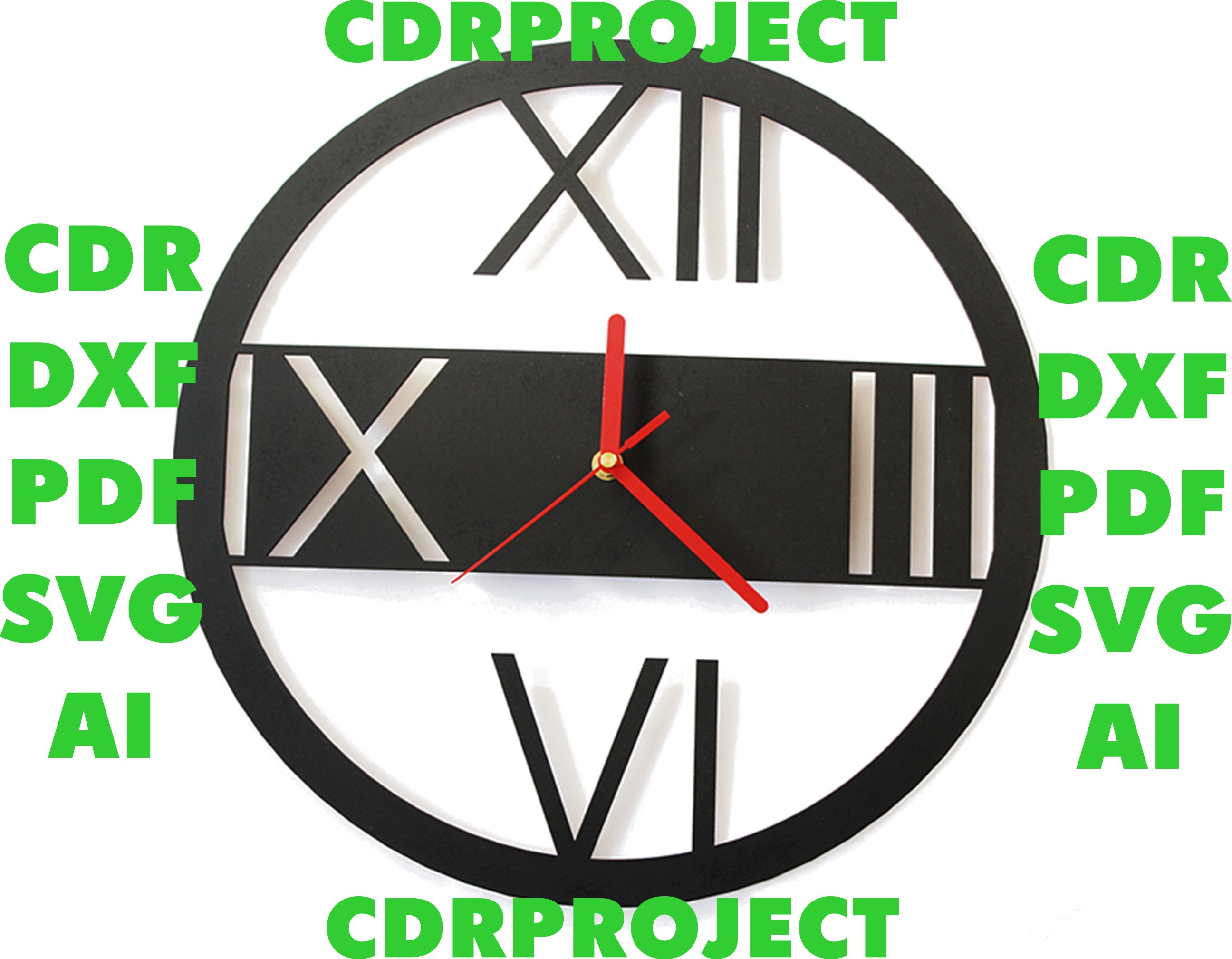 Wall CLOCK, DXF File, Laser Cut, Cdr, Wall Clock Svg, Decorative Wall