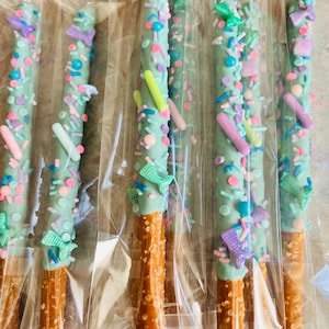 12 Mermaid Theme Chocolate Covered pretzel rods