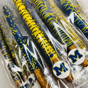 University of Michigan Chocolate Dipped Pretzels, University of Michigan Chocolate Covered Oreos, University of Michigan Candy, U of M treat