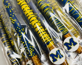 University of Michigan Chocolate Dipped Pretzels, University of Michigan Chocolate Covered Oreos, University of Michigan Candy, U of M treat