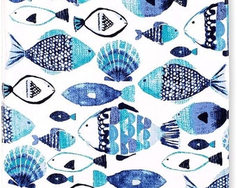 Valentina - Personalized Printed Beach Towels for Kids, 100% Absorbent Cotton, 30'' x 60'', Custom Embroidered Name (Fish)