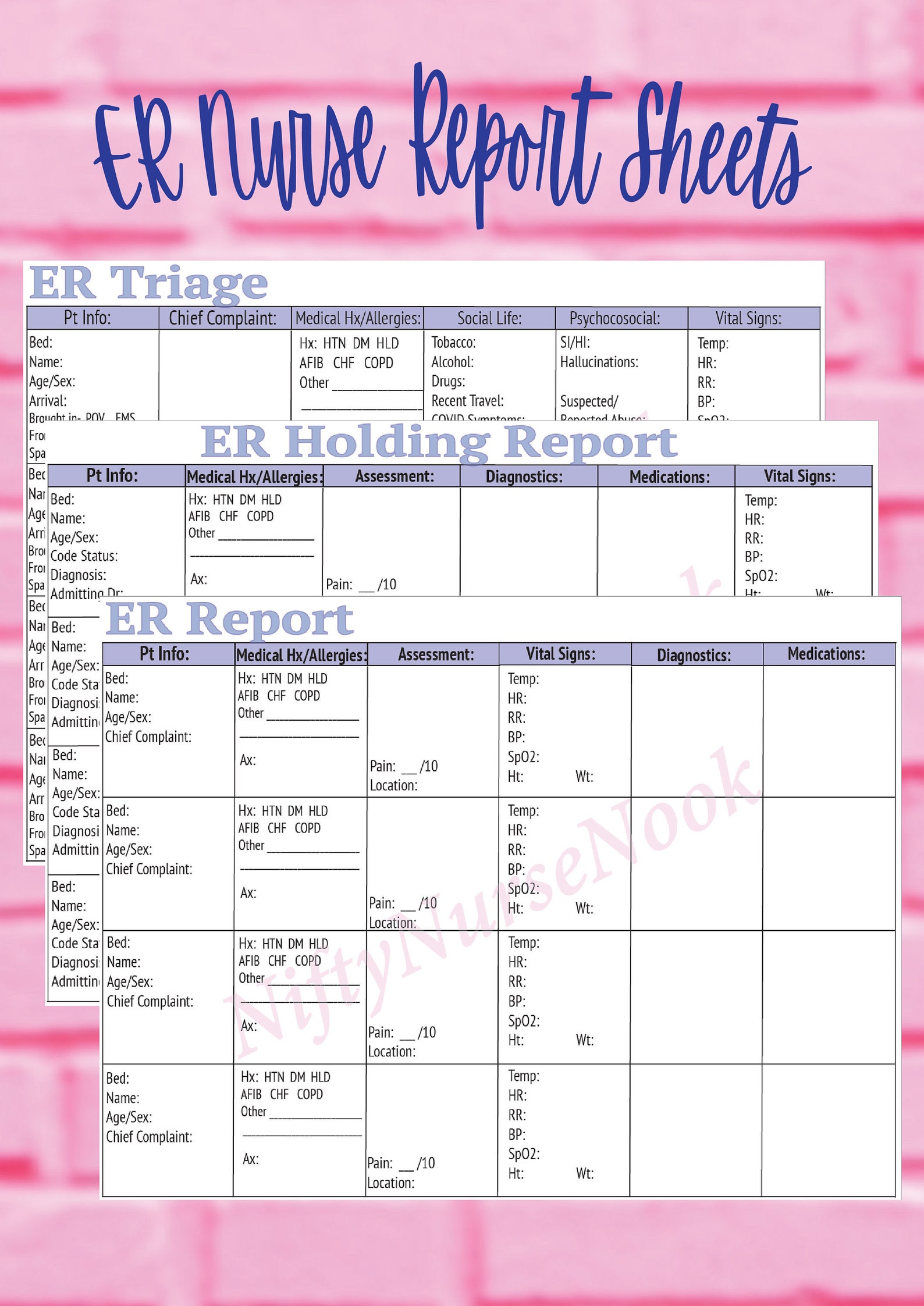 emergency-room-nurse-report-sheet-organizational-tool-for-er-etsy