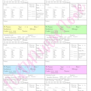 6 Patient Report Sheet- Perfect for Techs & Nurses | Organizational tool | Nurse Brain, Tech, Nurse Aide, Handoff Report, Nurse Report Sheet