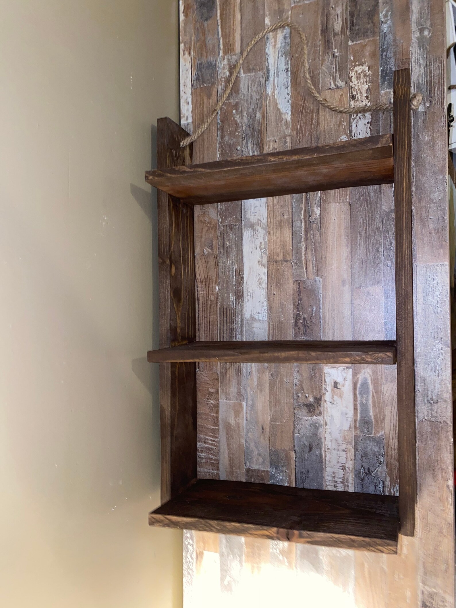 Pallet wood Hanging ladder shelf with Rope hanger in Special Etsy