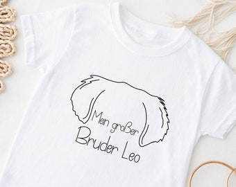 Baby T-Shirt - Hundeohren - Hunderasse + Name / Kleine Schwester - großer Bruder / Hund und Baby / Geschenkidee Hundebesitzer (Gr. 62-92)