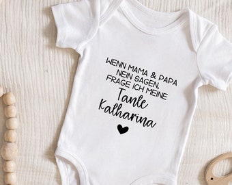 Baby bodysuit - If mom and dad say no, I ask my aunt/uncle - Personalized with name - Godmother, godfather - Modern