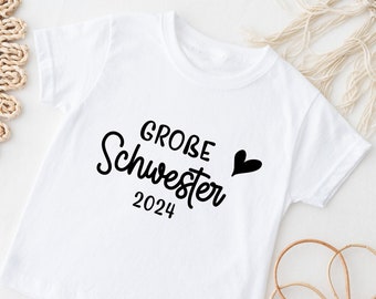 T-Shirt Grande Soeur| Grand frère| Annoncer une grossesse | - personnalisé avec l'année 2024, 2025 | Gr. 62-92,...